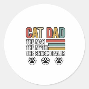 Cat Dad Vintage Funny Snack Dealer Shirt Design_1 Classic Round Sticker