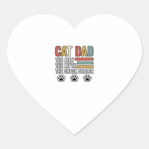 Cat Dad Vintage Funny Snack Dealer Shirt Design_1 Heart Sticker
