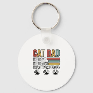 Cat Dad Vintage Funny Snack Dealer Shirt Design_1 Keychain