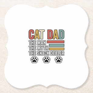 Cat Dad Vintage Funny Snack Dealer Shirt Design_1 Paper Coaster