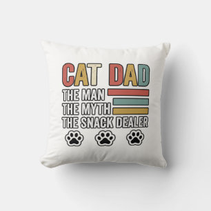 Cat Dad Vintage Funny Snack Dealer Shirt Design_1 Throw Pillow