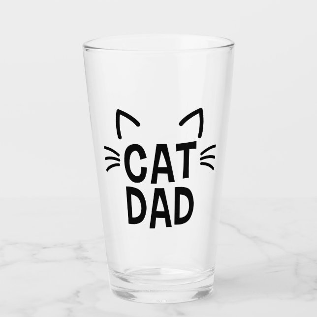 Cat Dad With Ears & Whiskers Glass (Front)