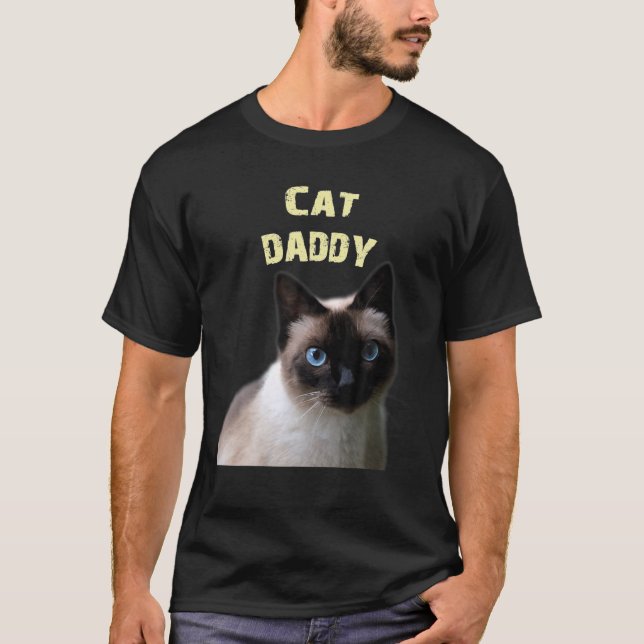 Cat Daddy Artistic Siamese cat dad T Shirt (Front)
