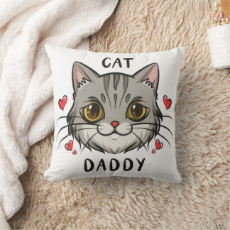 cat daddy, cat lover father pet dad animal cat dad throw pillow