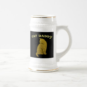 CAT DADDY DAD GOLD GLITTER BEER STEIN