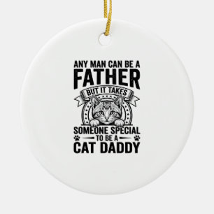 Cat Daddy Father Quote Vintage Engraving T-Shirt D Ceramic Ornament