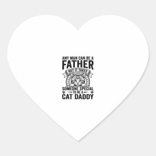 Cat Daddy Father Quote Vintage Engraving T-Shirt D Heart Sticker