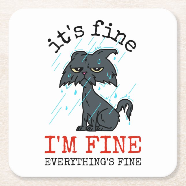 Cat daddy fathers day gift square paper coaster (Front)