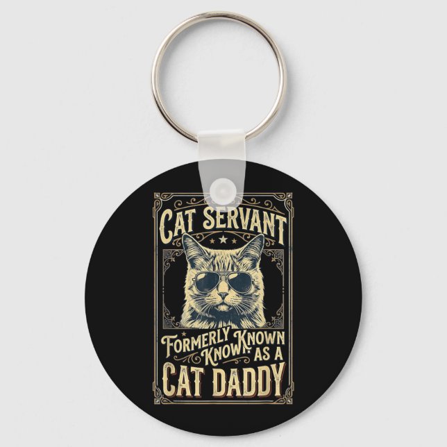 Cat Daddy for Men Funny Cat Dad Fathers Day Cat Keychain (Front)