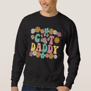 Cat Daddy Leopard Kitten Paw Retro Sunflower Groo Sweatshirt