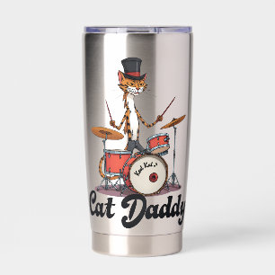 Cat Daddy Musician Drummer   Tabby Cats Art Lover Insulated Tumbler