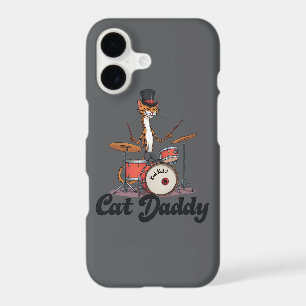 Cat Daddy Musician Drummer Tabby Cats Art Phone