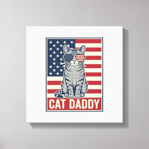 Cat Daddy Patriotic Cat Vector Design_1 Canvas Print