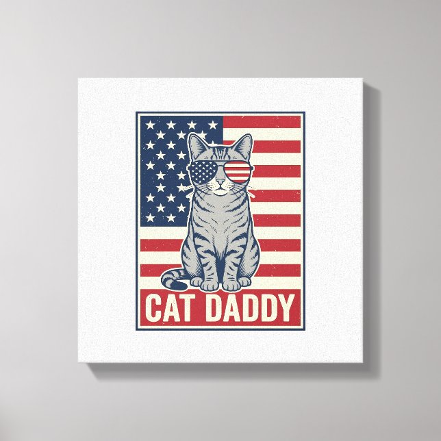 Cat Daddy Patriotic Cat Vector Design_1 Canvas Print (Front)