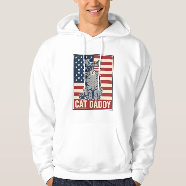 Cat Daddy Patriotic Cat Vector Design_1 Hoodie (Front)