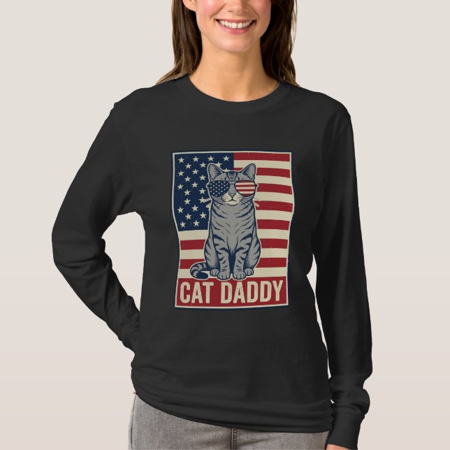 Cat Daddy Patriotic Cat Vector Design_1 T-Shirt (Front)