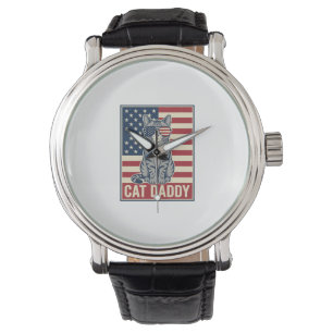Cat Daddy Patriotic Cat Vector Design_1 Watch