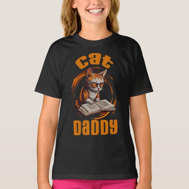 Cat Daddy Reading T-Shirt (Front)