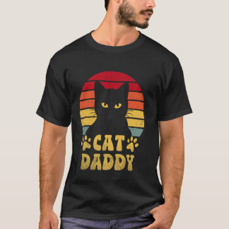 Cat Daddy Retro 70s 80s Black Cat Men Funny Cat Da T-Shirt