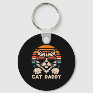 Cat Daddy Sungles Sunset Retro Fur Dad Papa Kitten Keychain