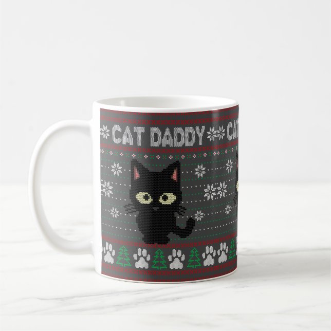 Cat Daddy Ugly Christmas Sweater Pajama Kitty Cat  Coffee Mug (Left)