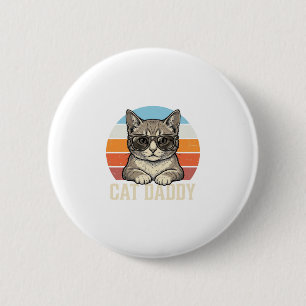 Cat Daddy Vintage Sunset Cool Cat Shirt Design_1 2 Inch Round Button