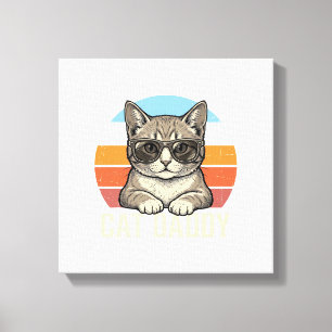 Cat Daddy Vintage Sunset Cool Cat Shirt Design_1 Canvas Print