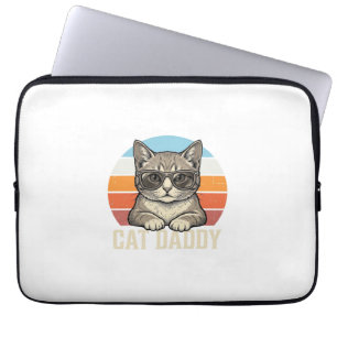 Cat Daddy Vintage Sunset Cool Cat Shirt Design_1 Laptop Sleeve