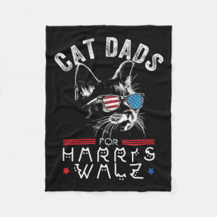 Cat Dads For Harris Waltz 2024 Usa Flag Fleece Blanket