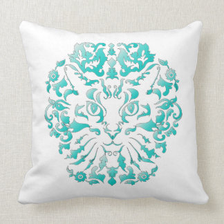 Cat Damask (Turquoise) Pillow