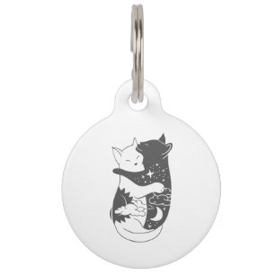 Cat day cat night illustration - Choose background Pet Tag