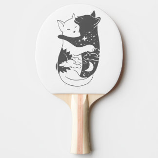 Cat day cat night illustration - Choose background Ping Pong Paddle
