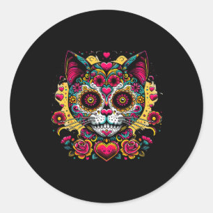 Cat Day Of Dead Dia De Los Muertos Cinco De Mayo S Classic Round Sticker