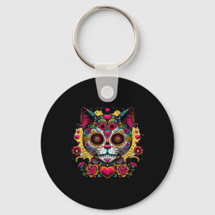 Cat Day Of Dead Dia De Los Muertos Cinco De Mayo S Keychain