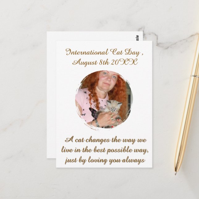 Cat Day Photo,  Text, Replaceable Greeting Card (Front/Back In Situ)