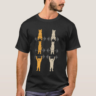Cat Deadlift Gym Fitness Workout Exercise Funny Ca T-Shirt