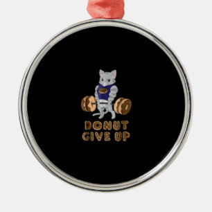 Cat Deadlift Powerlifting Doughnut Gym Metal Ornament