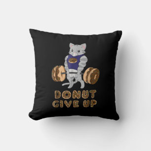 Cat Deadlift Powerlifting Doughnut Gym Throw Pillow