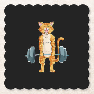 Cat Deadlift Powerlifting Gym Lifting Weights . Paper Coaster