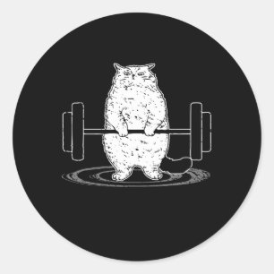 Cat Deadlift Powerlifting Kitty Muscle Cute Cats F Classic Round Sticker