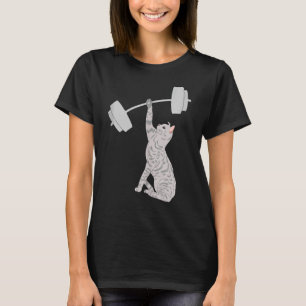 Cat Deadlifting Fitness Gym Cat Barbell T-Shirt