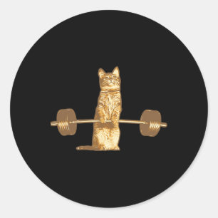 Cat Deadlifts Meow Weightlifting Bodybuilding Gym Classic Round Sticker