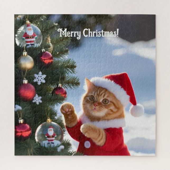 Cat Decorating Christmas Tree Jigsaw Puzzle (Vertical)