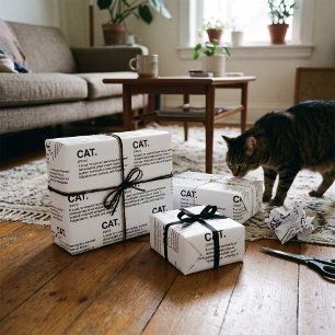 Cat Definition Noun Funny Cat Lover Wrapping Paper