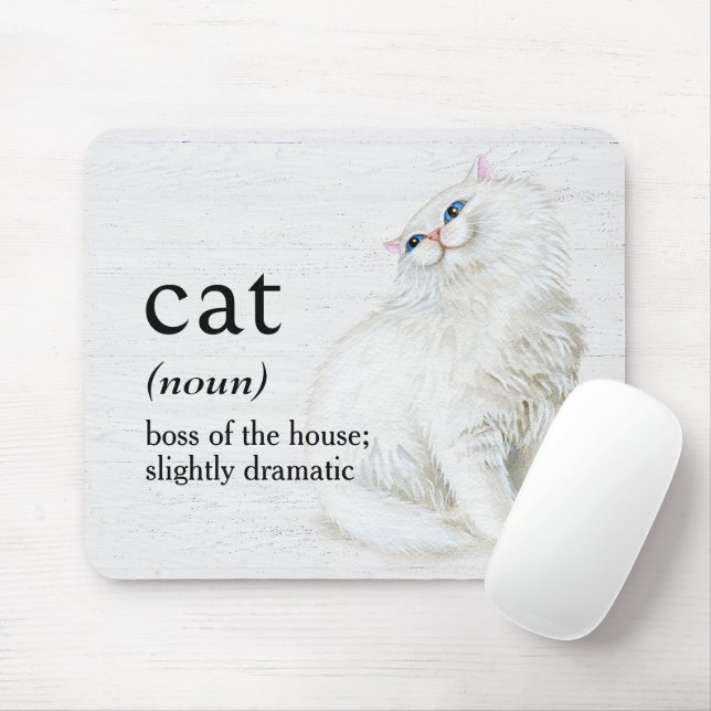 CAT Definition On Whitewashed Wood Mouse Pad (With Mouse)