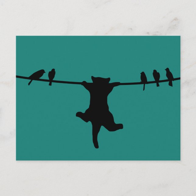 Cat depends on the power cord postcard (Front)