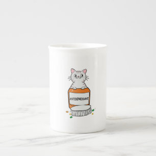 cat depresent cats lover design bone china mug