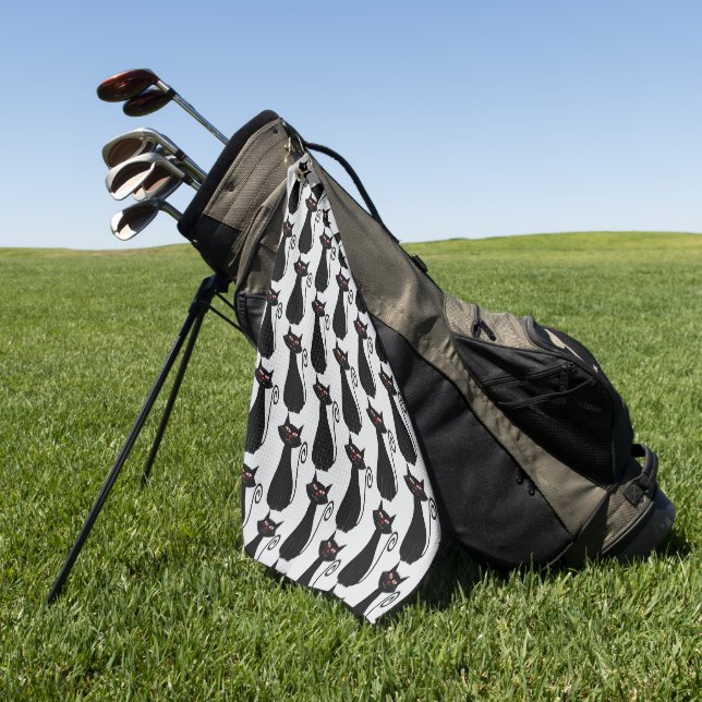 Cat Design Any Colour Background Golf Towel (Green)