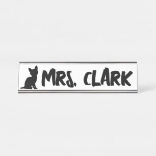CAT DESK Custom Teacher Name Plate