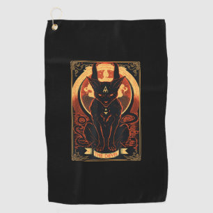 Cat Devil Tarot Card Graphic Illustration Golf Towel